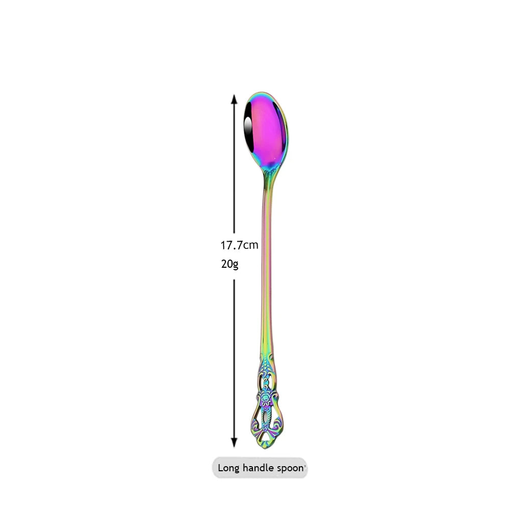 Elegant Rainbow Stainless Steel Flatware Set - Vintage Style