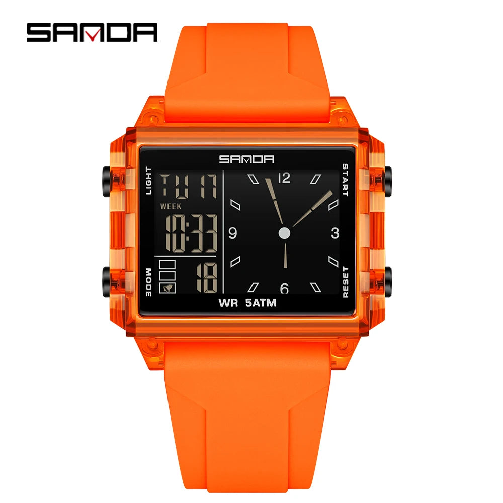 Premium Digital Sports Watch - Waterproof Square LED Timepiece
