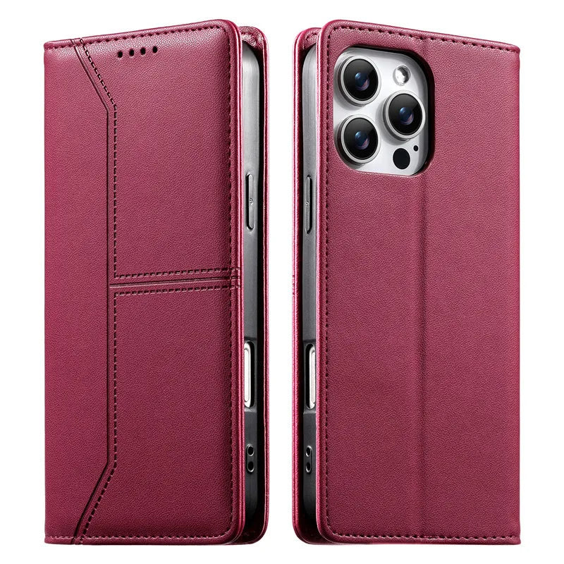 Luxury Magnetic Leather iPhone Case - Wallet Flip Cover