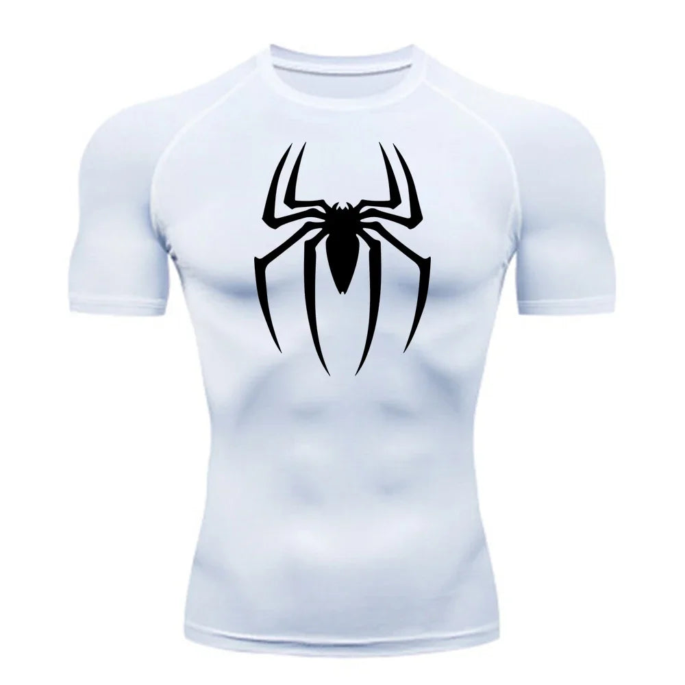 Men's Spider Printed Sports Top - Breathable Quick-Drying Fitness Tee