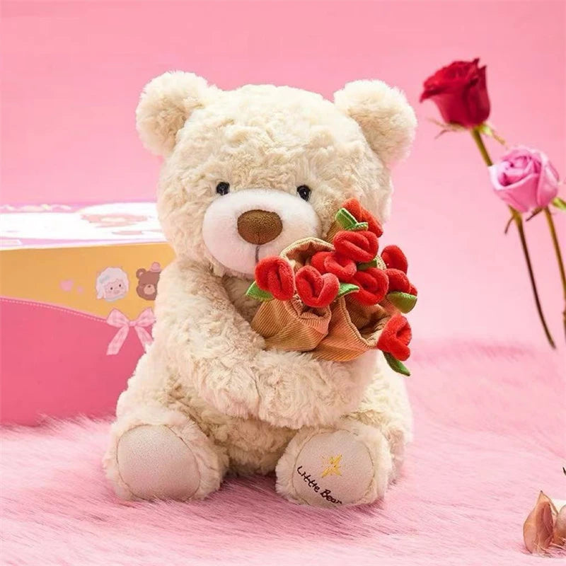 Premium Kawaii Teddy Bear with Roses