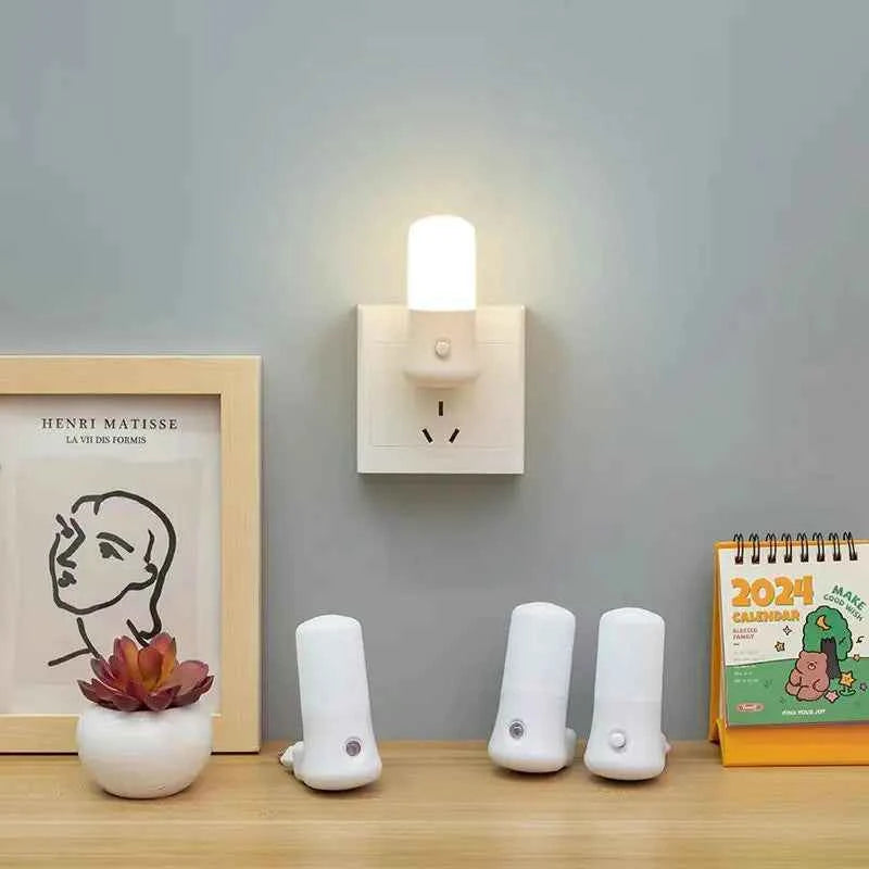 Elegant LED Wall Socket Light - Push Button Night Lamp