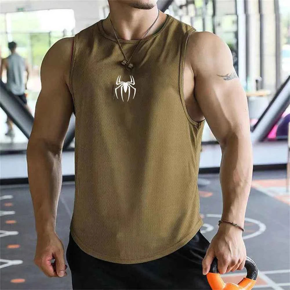 Ultimate Muscle Tank Top - Breathable Spider Print Gym Shirt