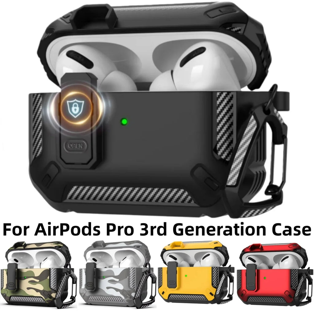 Premium AirPods Pro 3 Military Case - Camo Green with Lock