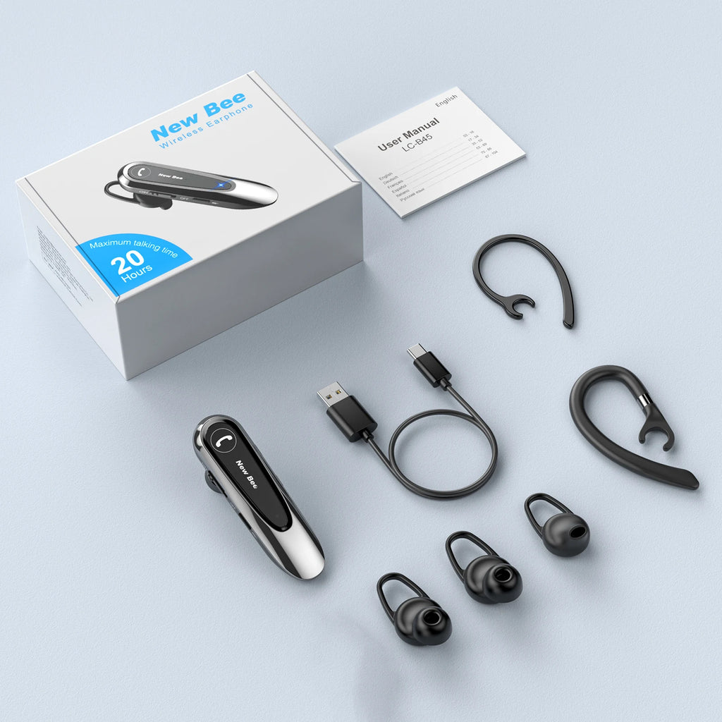 Premium Bluetooth 5.0 Headset with Dual Mic CVC8.0 Noise Reduction