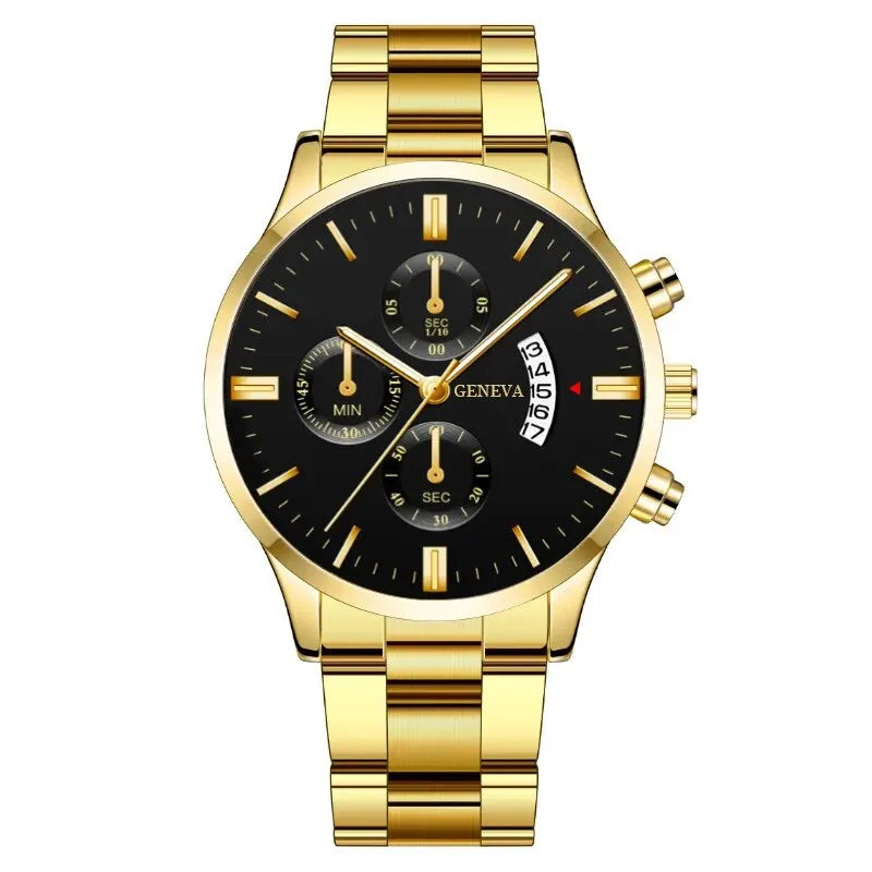 Luxury Men's Quartz Watch - Silver Stainless Steel Business Clock