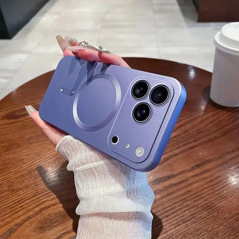Luxury Metallic Magnetic Soft TPU Case - Wireless Charging Cover