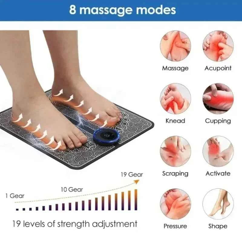 Premium EMS Foot Massager Pad - Portable Muscle Stimulator
