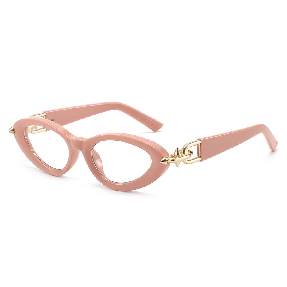 Y2K Cat Eye Blue Light Glasses - Gold Chain Decor