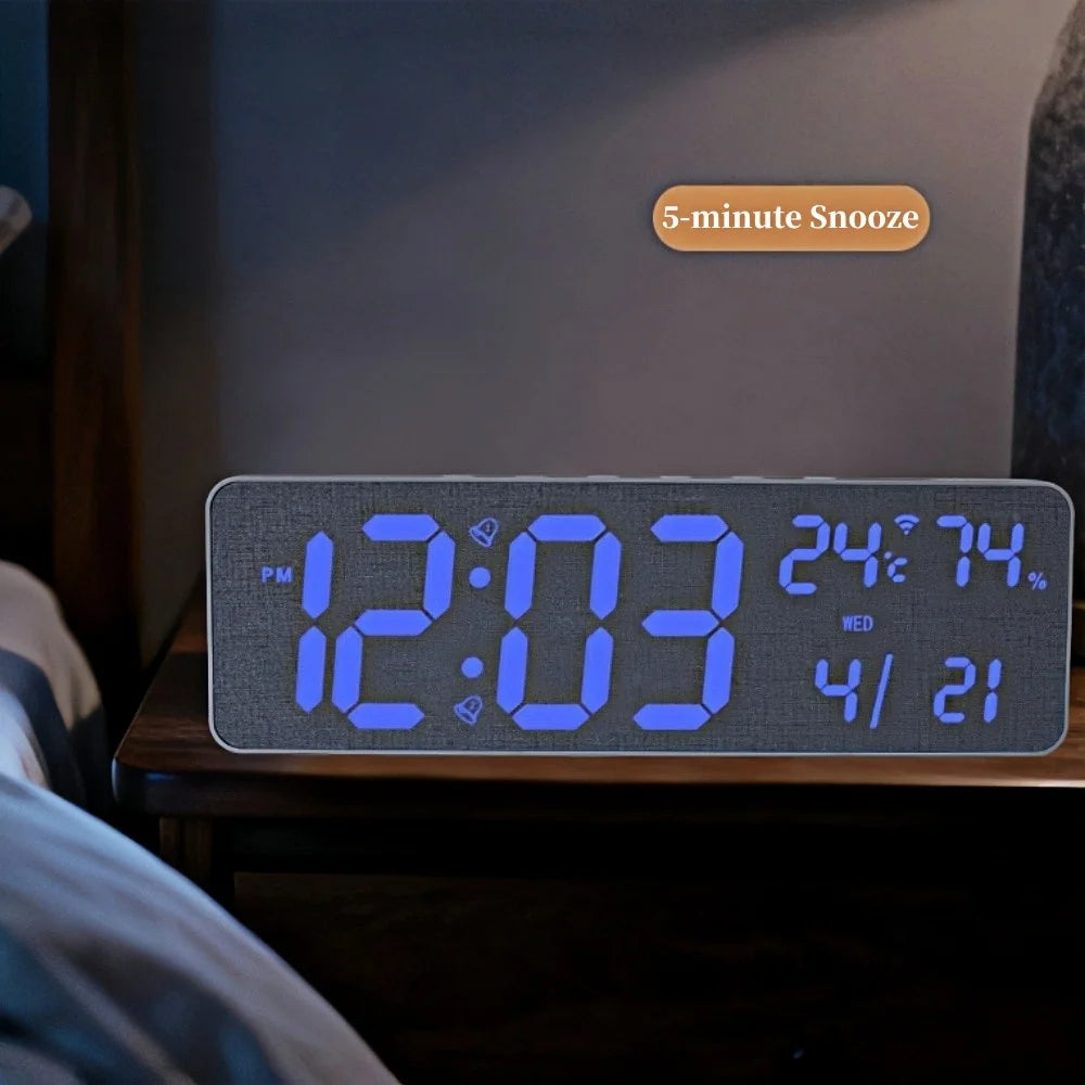 Premium Large RGB Digital Clock - Temp, Humidity & Date
