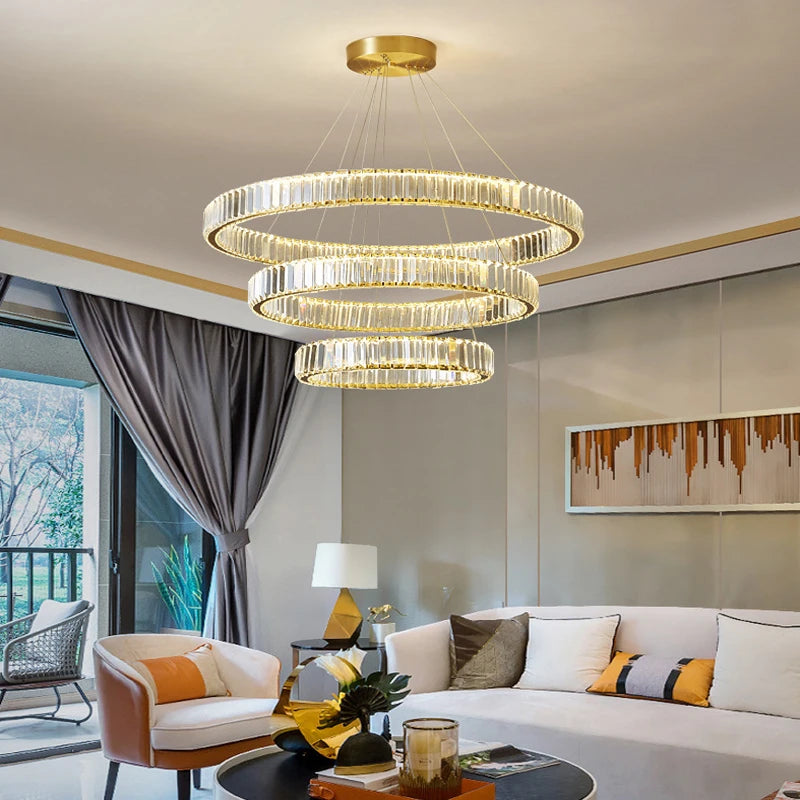 Elegant Crystal Ring Chandelier - Modern Dining Room Lighting