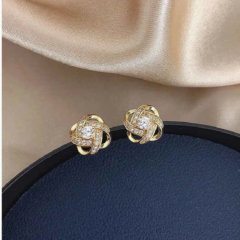 Exquisite Zircon Stud Earrings - Elegant Geometric Cross Design
