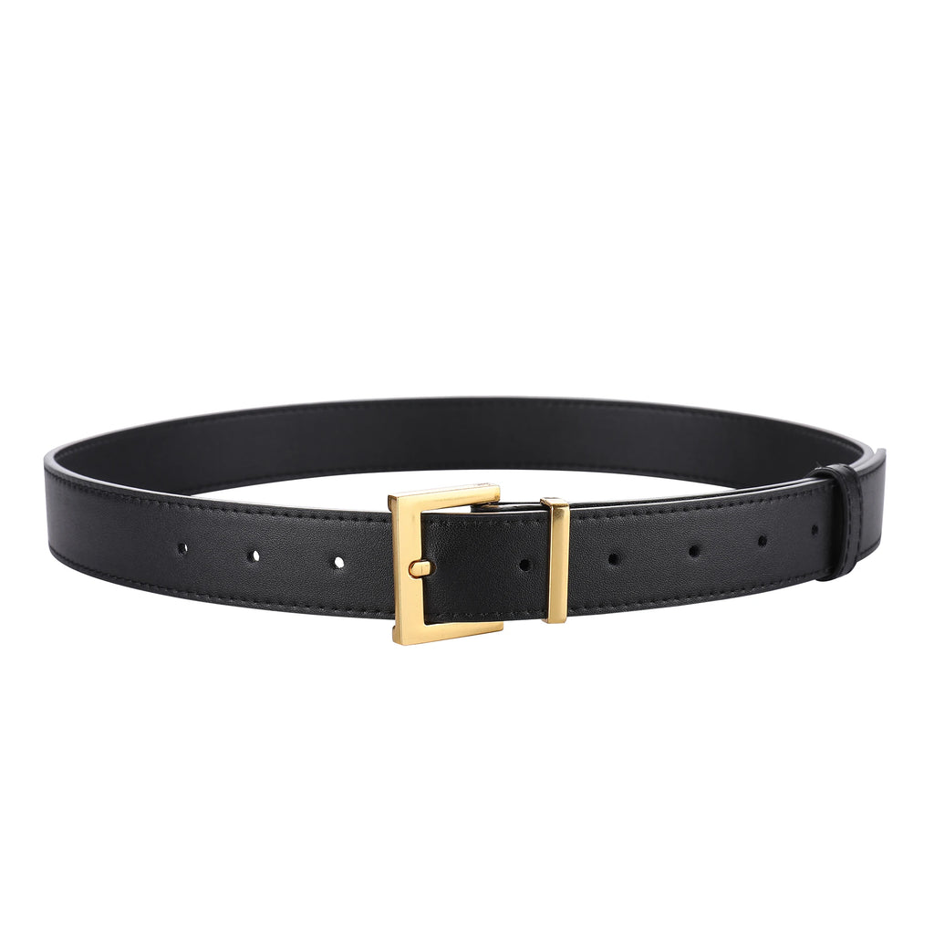Luxury Cowhide Leather Belt - Adjustable Square Buckle