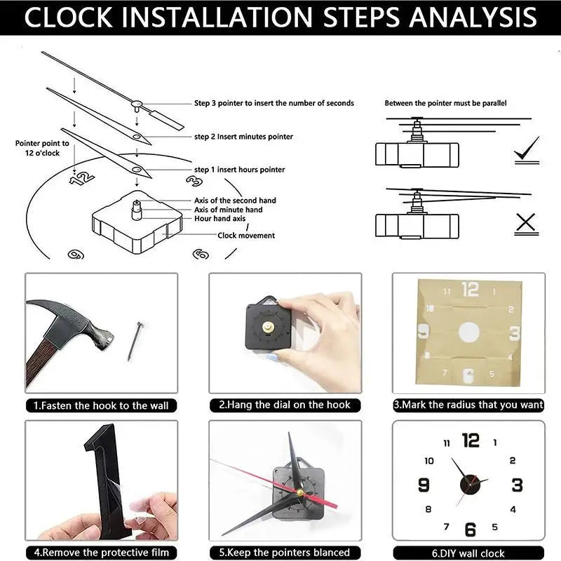 Elegant Frameless DIY Wall Clock - Silent & Modern Decor