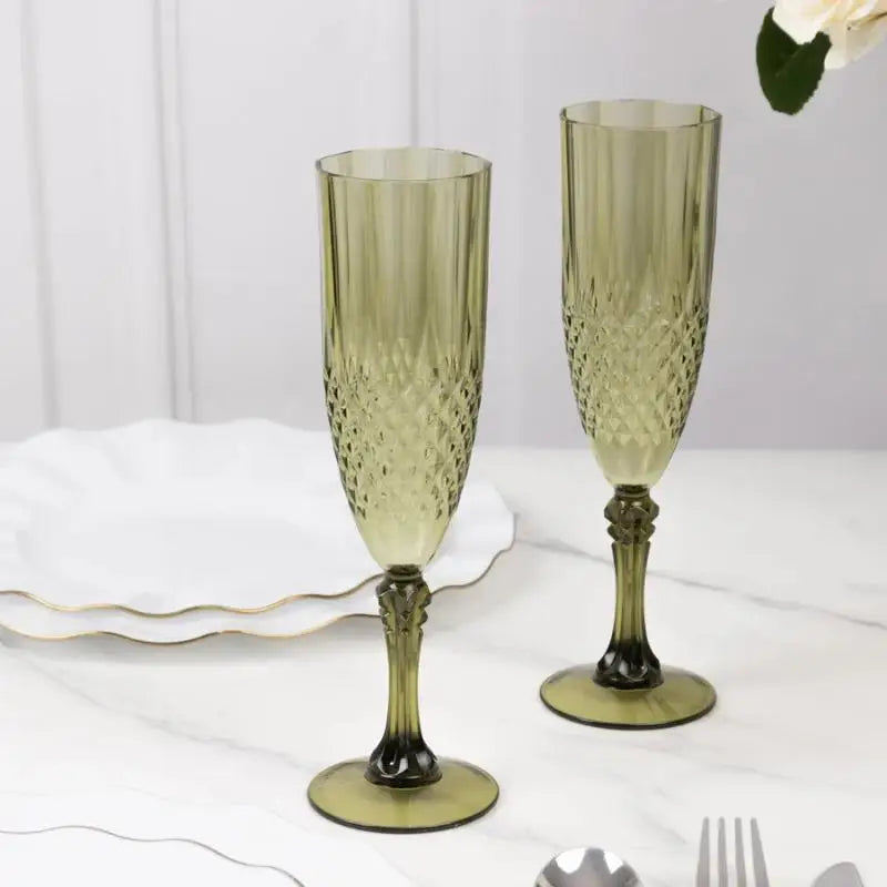 Elegant Champagne Goblet Set - Crystal High-Stem Wine Glasses