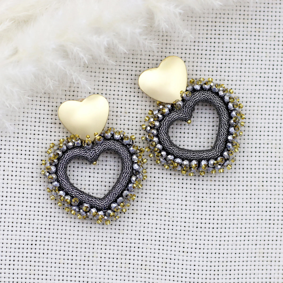 Elegant Heart Shape Drop Earrings - Handmade Crystal Jewelry