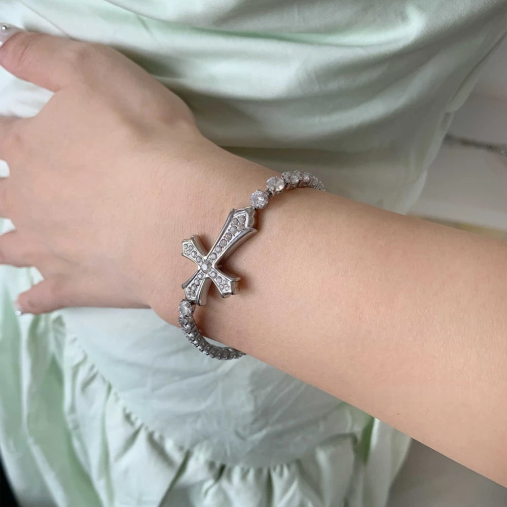 Premium Titanium Steel Cross Bracelet - Non-Fading & Adjustable