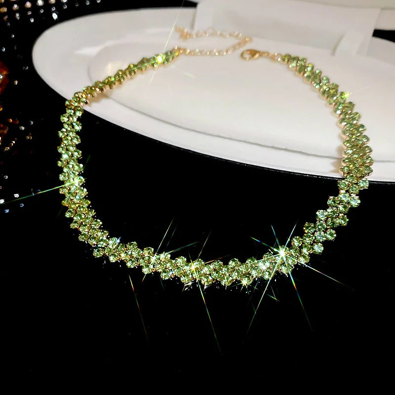 Luxury Shiny Full Rhinestone Choker Necklace - Geometric Crystal Jewelry