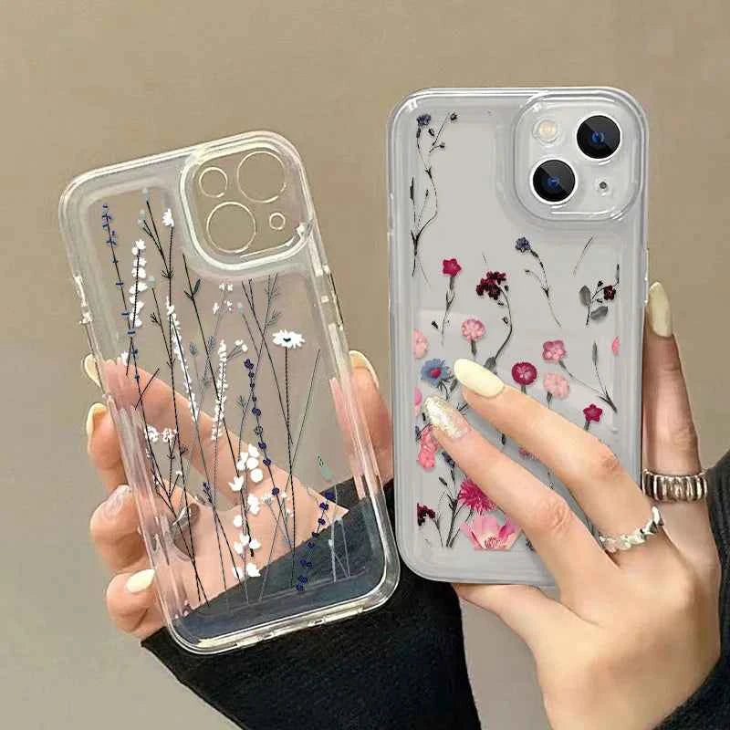 Soft Flower Phone Case For Samsung S25 Ultra S23 S24 FE Case A55 5g A35 A13 A25 A15 A06 A16 A54 A34 A53 A23 A52 A72 Clear Cover