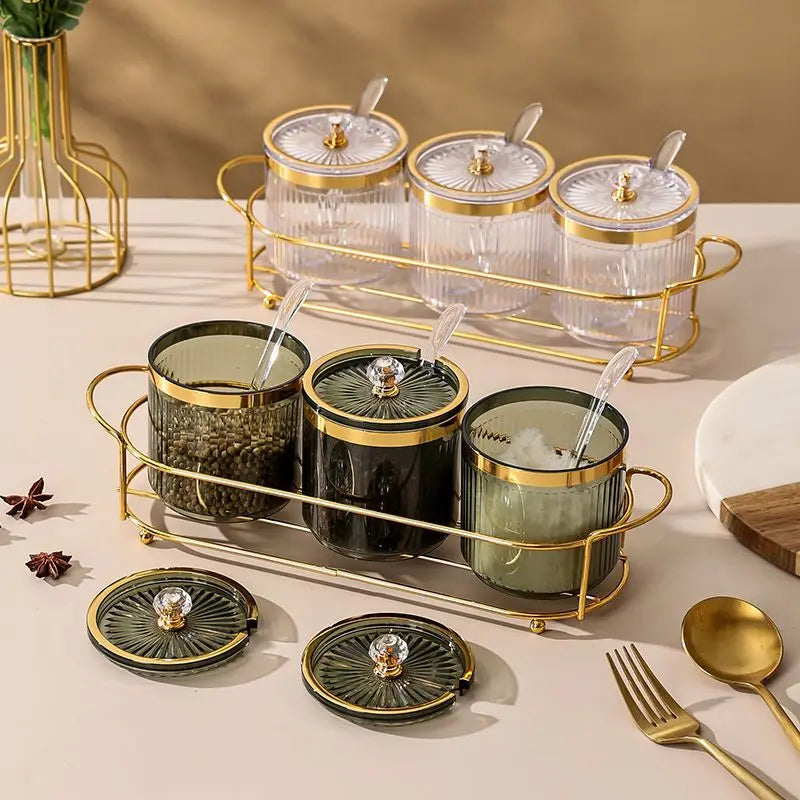 Elegant Metal Luxury Spice Jar Rack - Airtight Storage