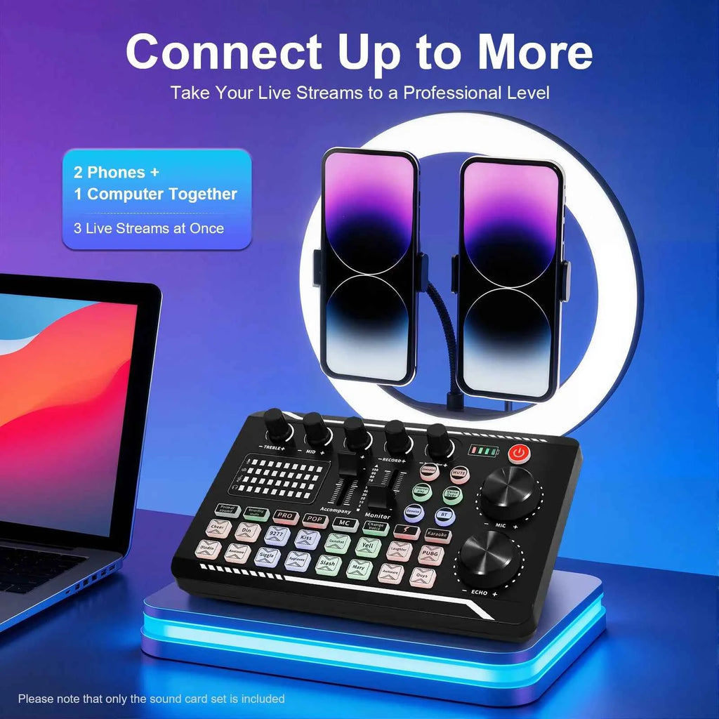 Professional Sound Effects Board - Bluetooth Audio Mixer & LED Lights