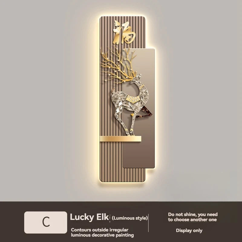 Elegant Reindeer LED Decorative Painting - Luxury Corridor Wall Light