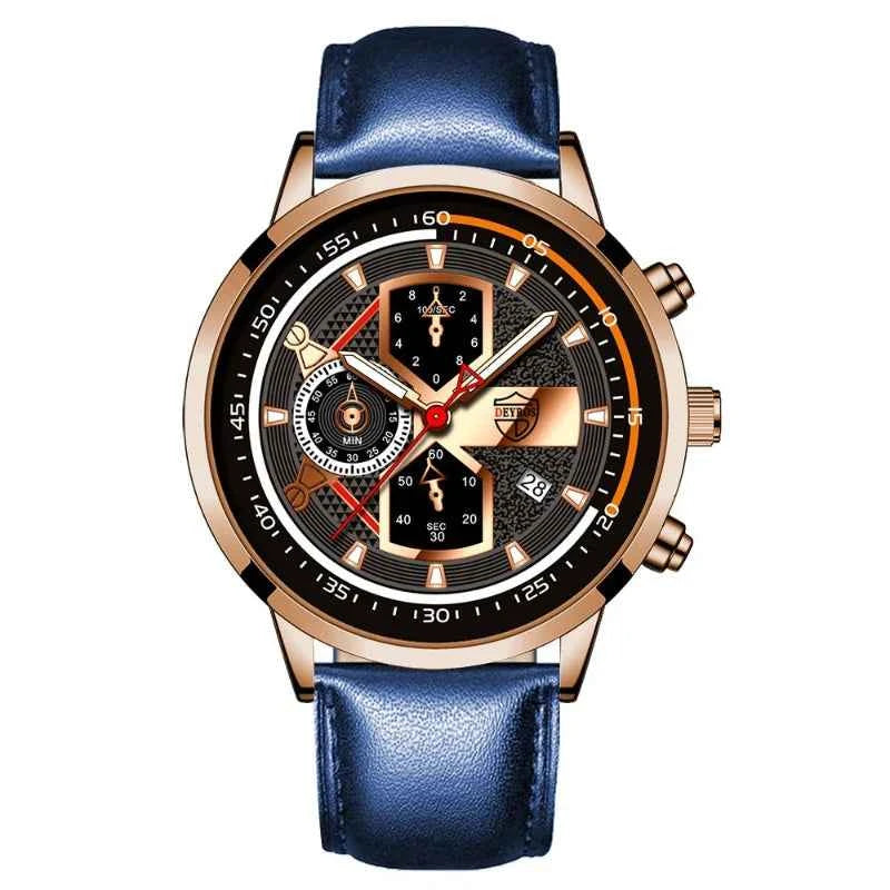 Elegant Men's Calendar Watch - Leather Business Style