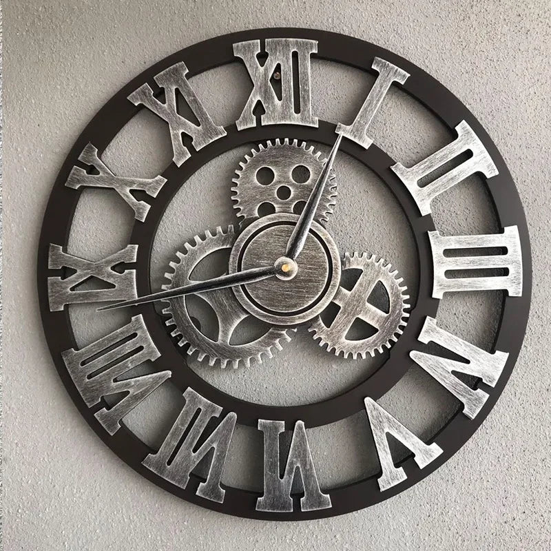 Premium Industrial Gear Wall Clock - Moving Metal Decor