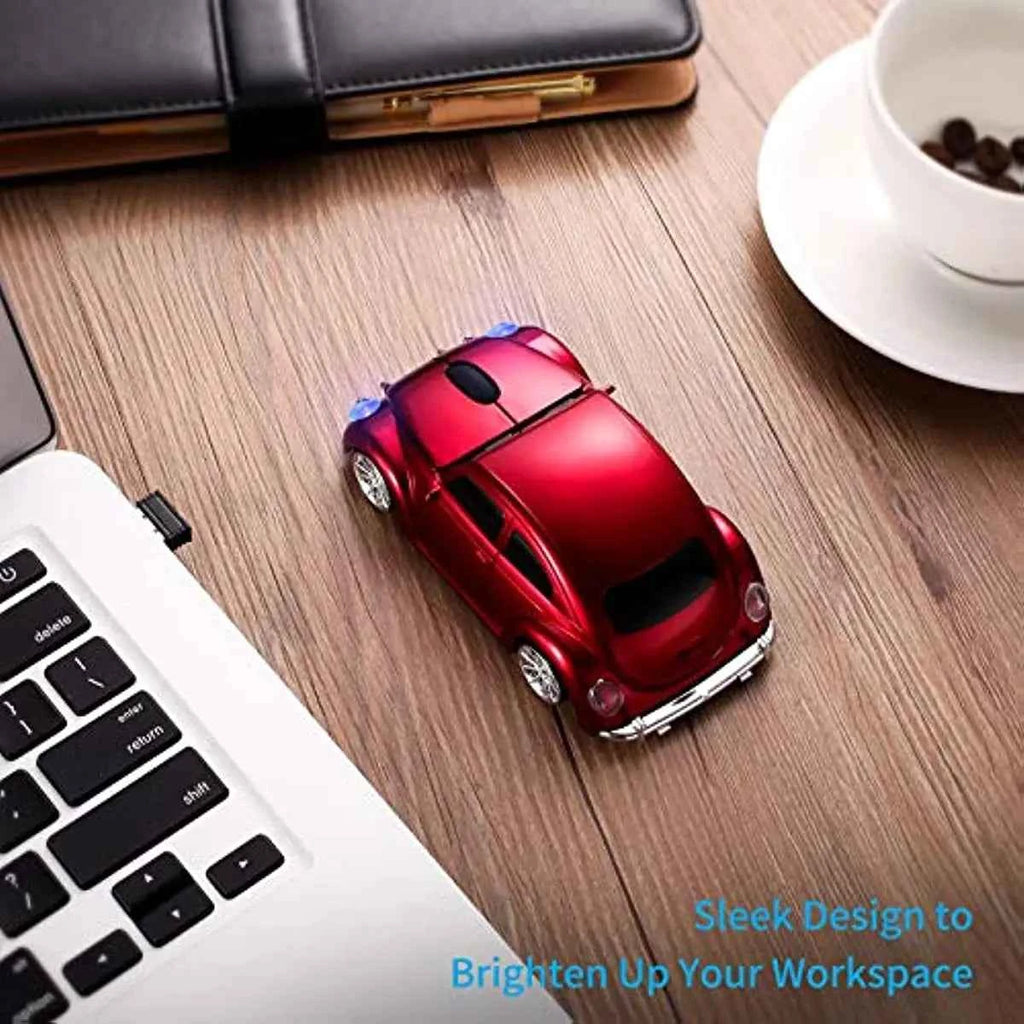 Classic Car Shaped Mouse [Updated] with LED Headlights, 1600 DPI, 2.4Ghz Wireless Computer Mouse, Comfortable for Every Use