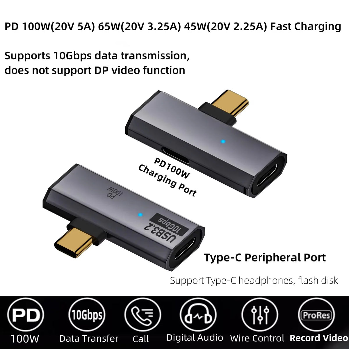 Premium USB-C Splitter - 100W PD Fast Charging & 10Gbps Data