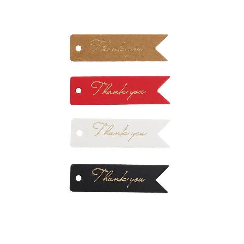 Elegant Kraft Paper Gift Tags - 50pc Thank You Labels