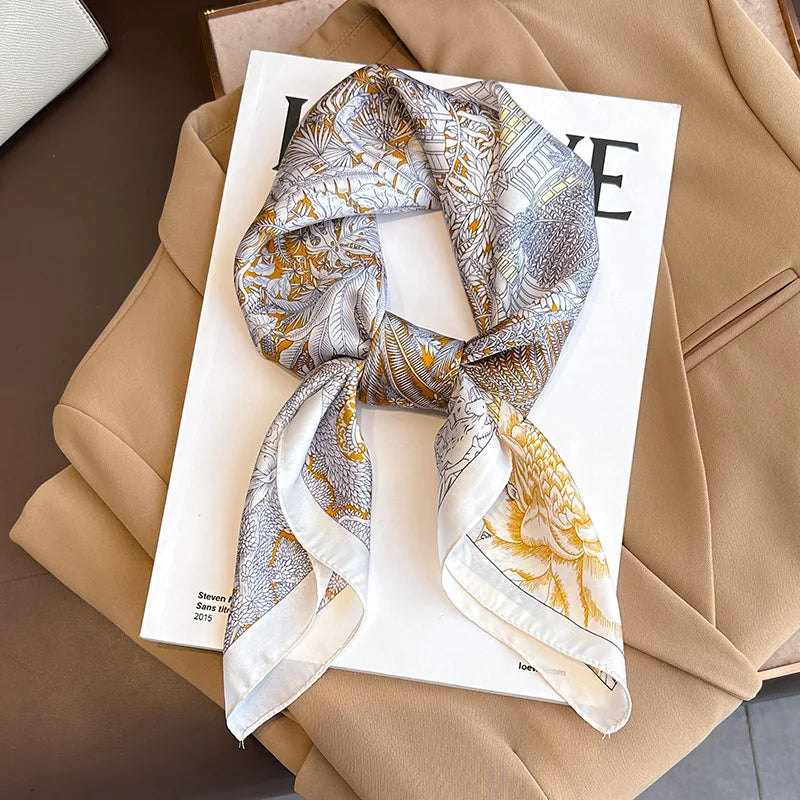 Luxury Silk Scarf - 70x70cm Square Shawl & Headband