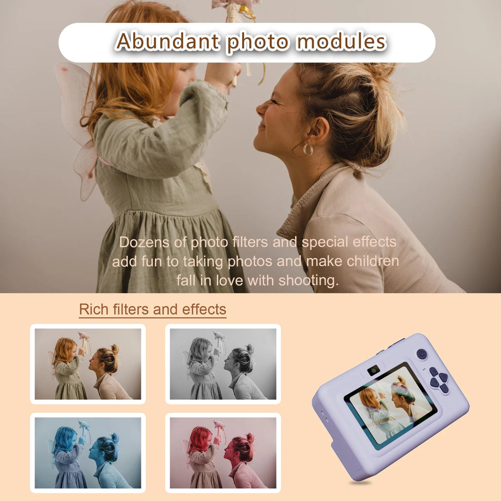 Instant Print Kids Camera - 2.8 Inch HD Portable Thermal Toy