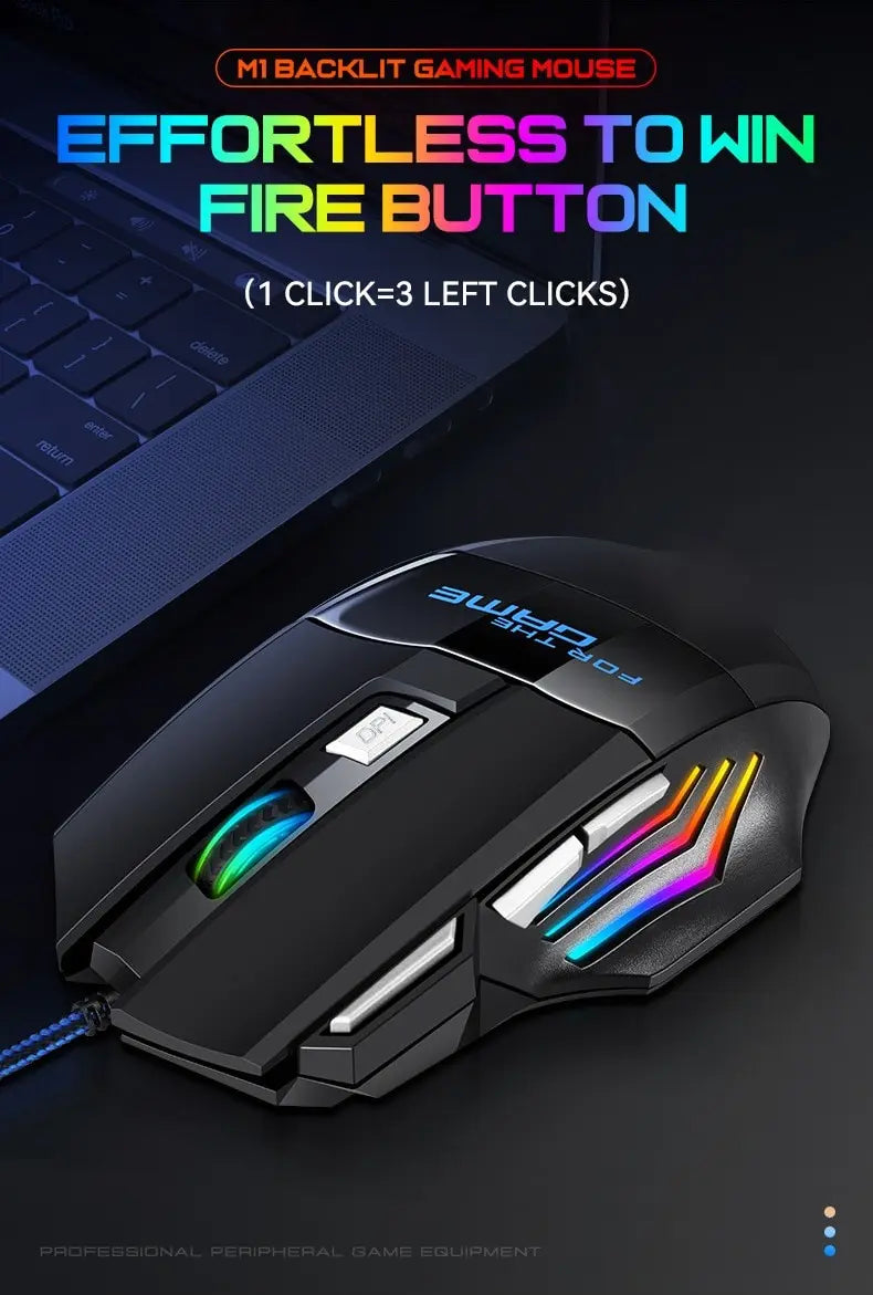 Premium Ergonomic Gaming Mouse - RGB Backlit 7D Esports Wired