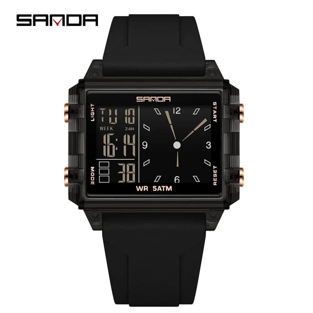 Premium Digital Sports Watch - Waterproof Square LED Timepiece
