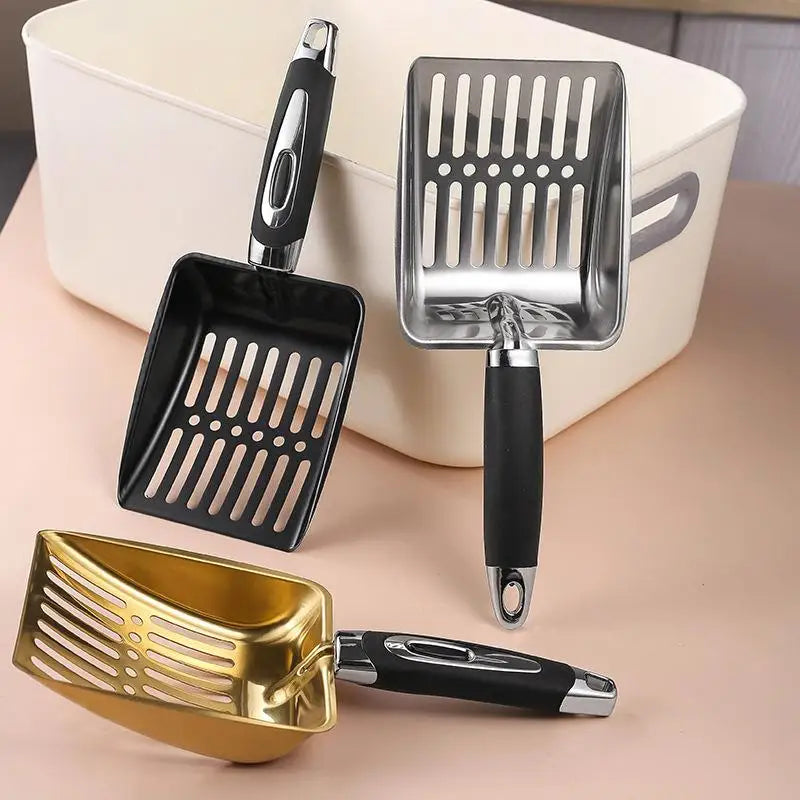 Premium Metal Cat Litter Scoop - Long Handle Cleaning Tool