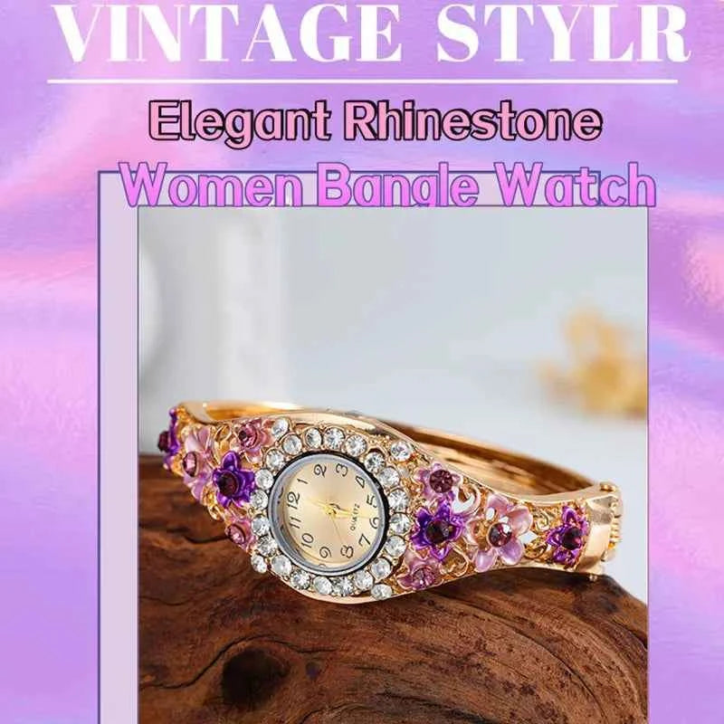 Elegant Flower Diamond Watch - Stainless Steel Quartz