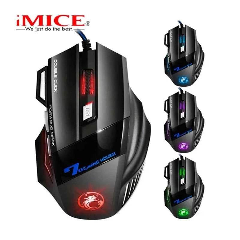 Wired gaming mouse - ergonomic black mouse with RGB backlit and 2400DPI sensor