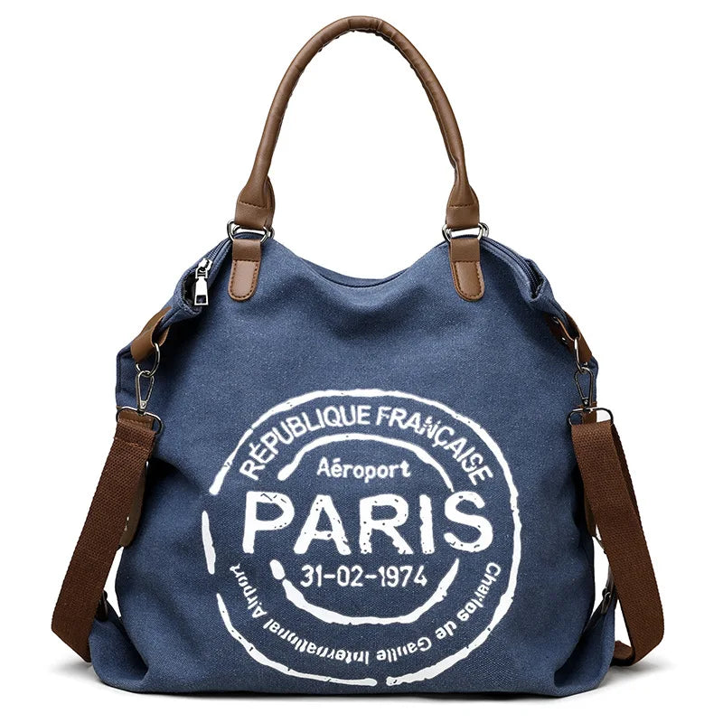 Elegant Canvas Shoulder Bag - Large Capacity Vintage Purse