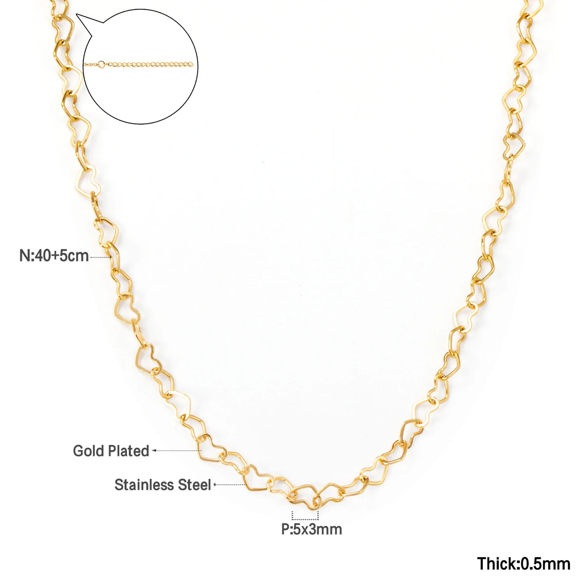 Elegant Gold Plated Stainless Steel Chain Necklace & Bracelet