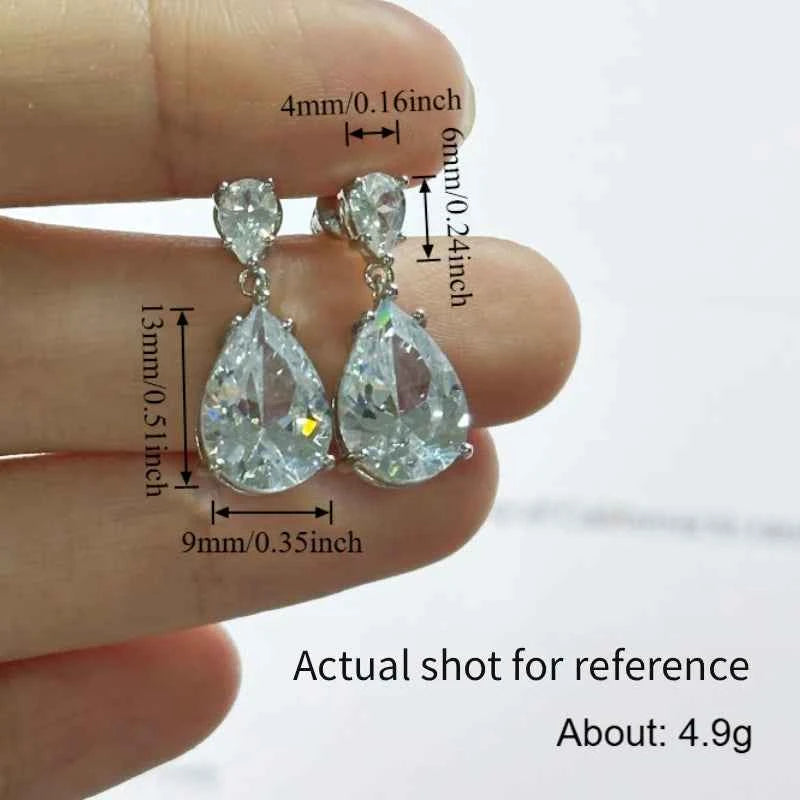 Elegant Crystal Teardrop Dangle Earrings - Luxury Wedding Jewelry