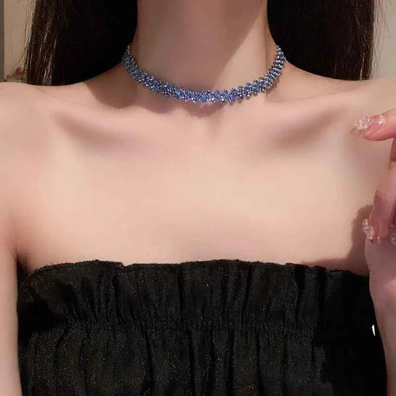 Luxury Shiny Full Rhinestone Choker Necklace - Geometric Crystal Jewelry