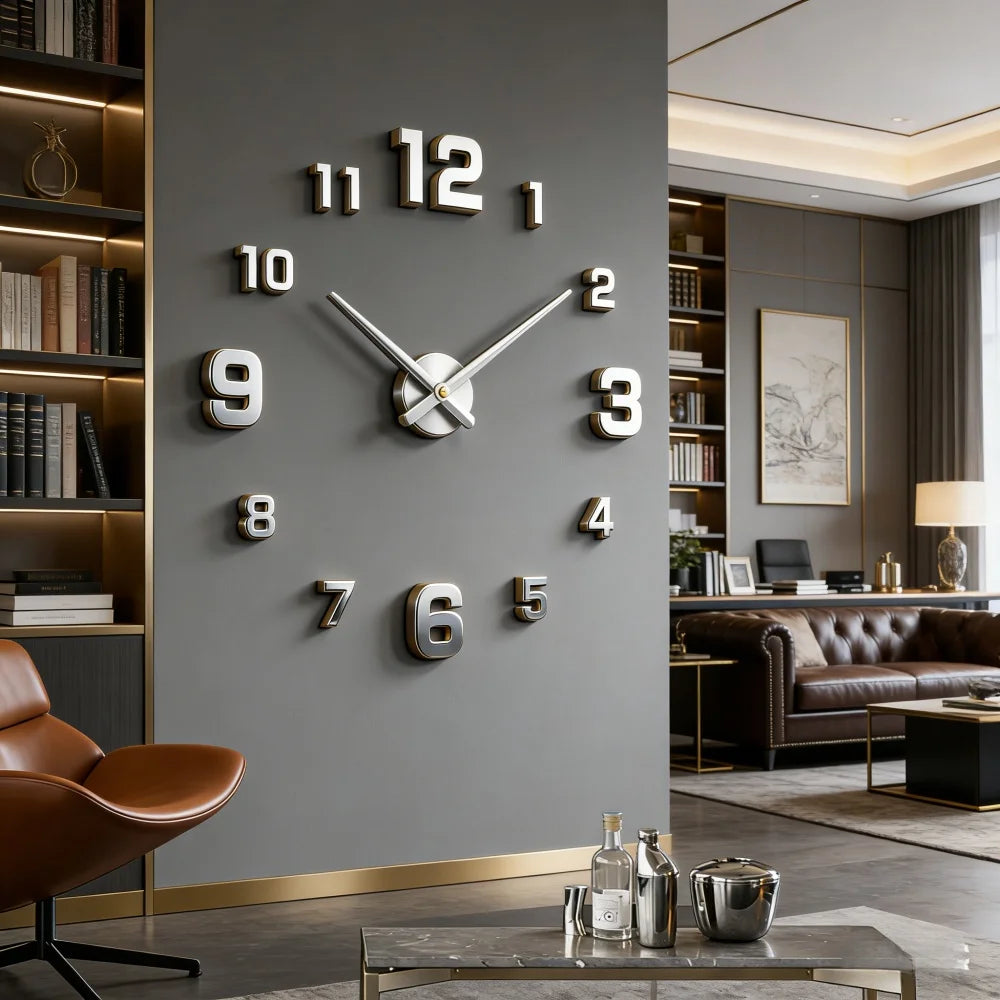 Elegant Modern Large Wall Clock - 3D DIY Quartz Design