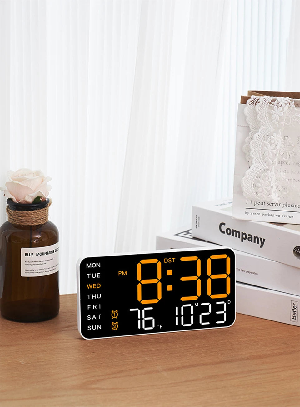Premium Large Digital Wall Clock - Remote Control & Dual Alarms