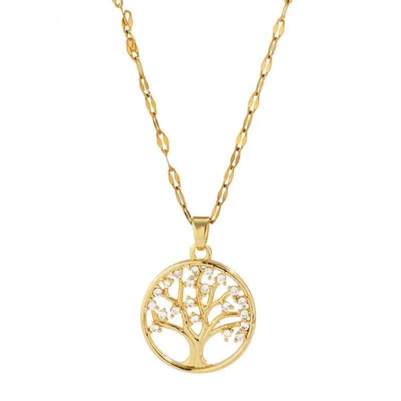 Luxury Rhinestone Tree of Life Necklace - Vintage Stainless Steel