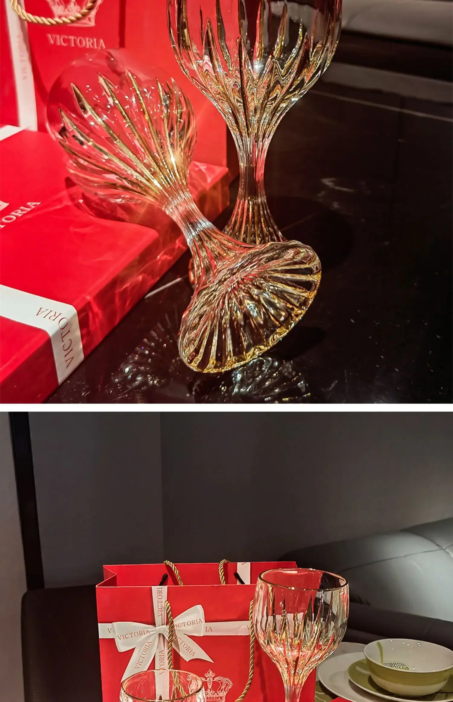 Elegant Luxury Red Wine Glass - Hand-Painted Crystal Goblet