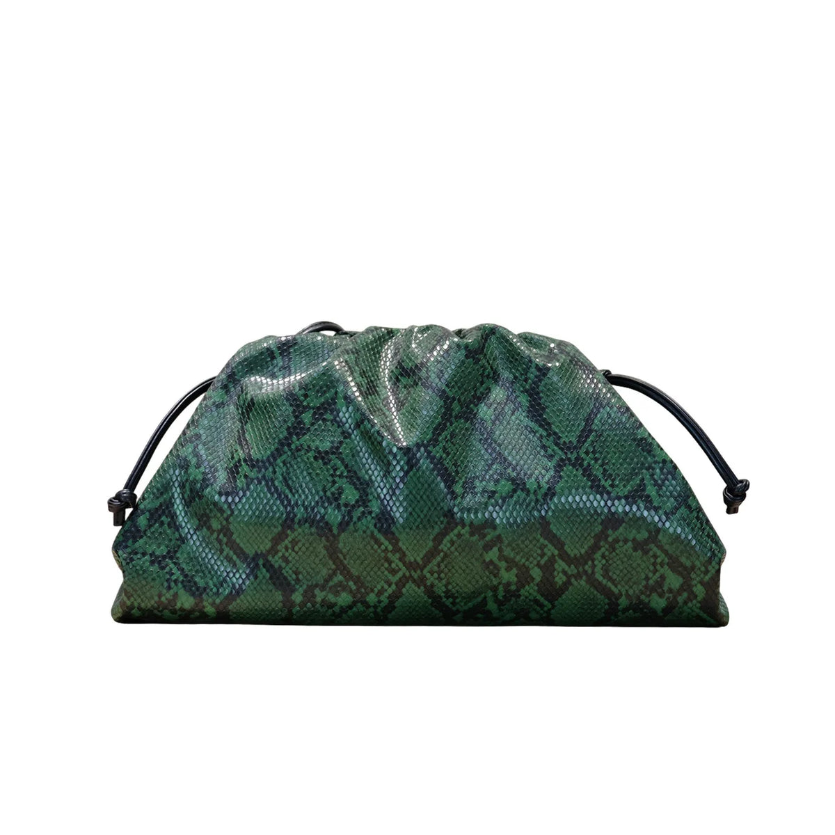 Luxury Snake Pattern Clutch - Ruched Dumpling Crossbody Bag