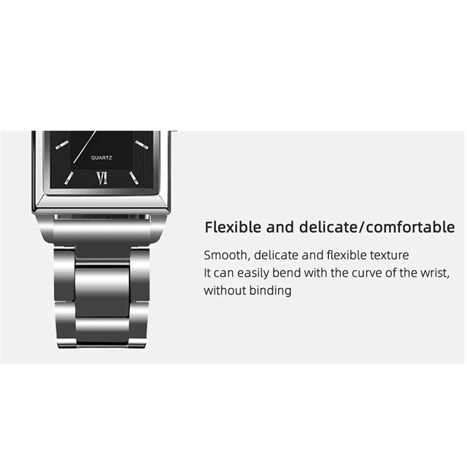 Elegant Men's Rectangle Watch - Stainless Steel Quartz