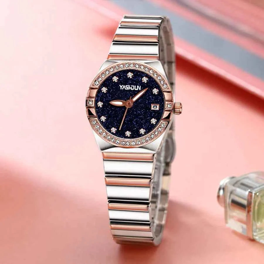 Elegant Ladies Quartz Watch - Waterproof Rose Gold Steel