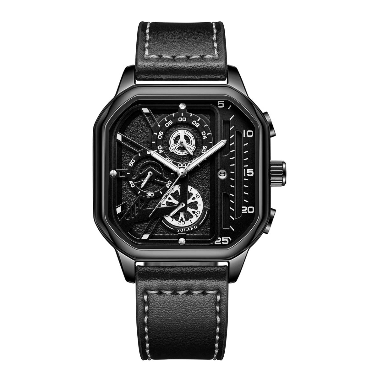 Luxury Men Square Watch - Casual PU Leather Sports Timepiece
